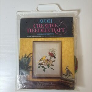 Vtg Avon Creative Needlecraft Crewel Embroidery Kit 14x18 Birds Nest Nature